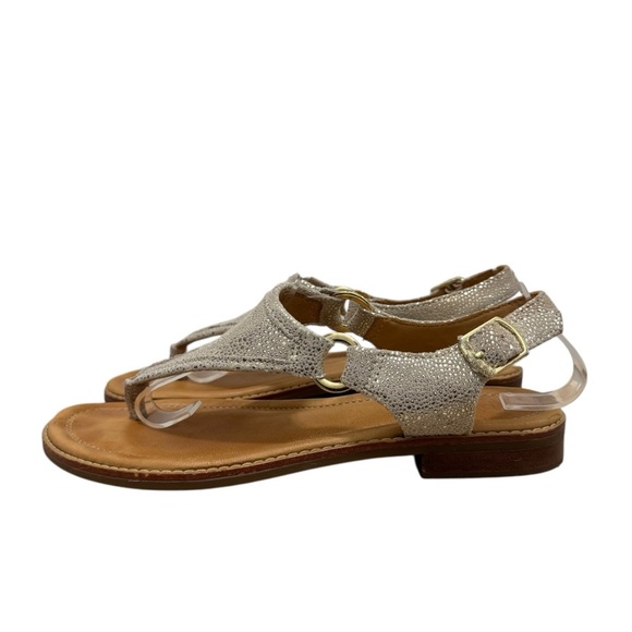 Sperry Abbey Sparkle Platinum Leather Buckle Sandals 8 - Picture 3 of 7